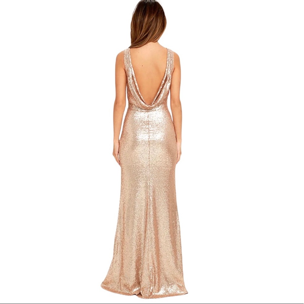 Gold Low Back Sequin Maxi Dress